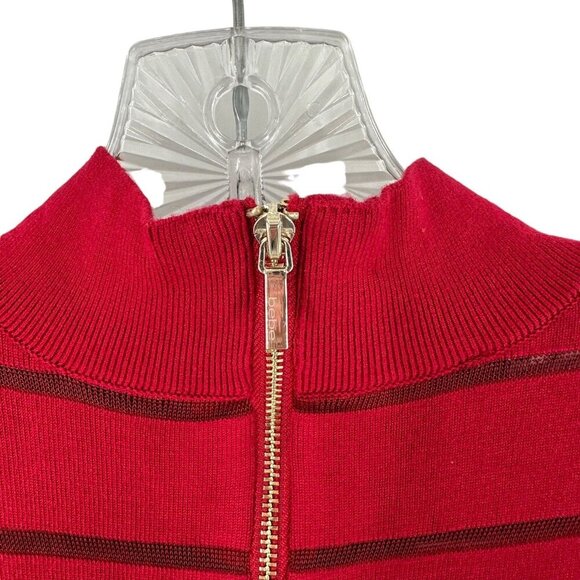 NEW Bebe Goji Berry Red Sheer Stripe Sweater Dress Sheath Bodycon Size Small - Picture 8 of 10